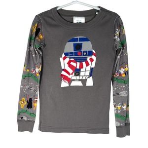 Hanna Andersson R2D2 Star Wars Long Sleeve Pajama Top 110 / 5 US Gray Unisex